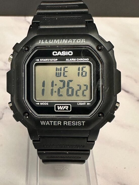 Casio Digital Watch Men Black F-108WH Square Dial 42MM Backlight New Battery 10"